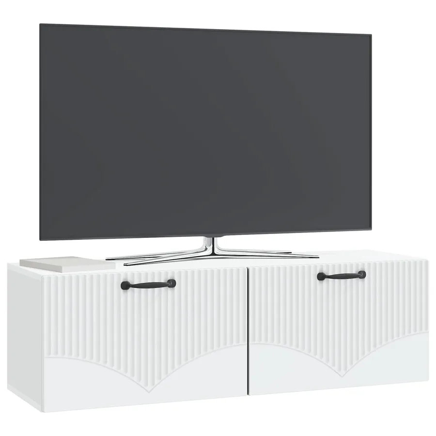 Meuble TV mural Blanc 98 x 31 x 30 cm Bois d'ingénierie - 3