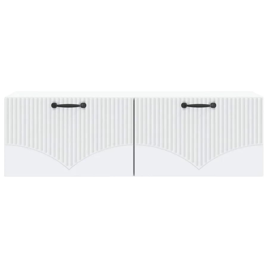 Meuble TV mural Blanc 98 x 31 x 30 cm Bois d'ingénierie - 6