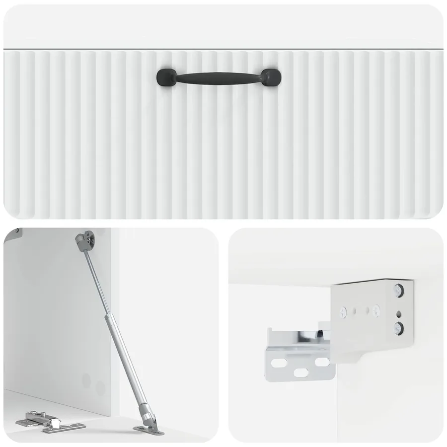Meuble TV mural Blanc 98 x 31 x 30 cm Bois d'ingénierie - 9