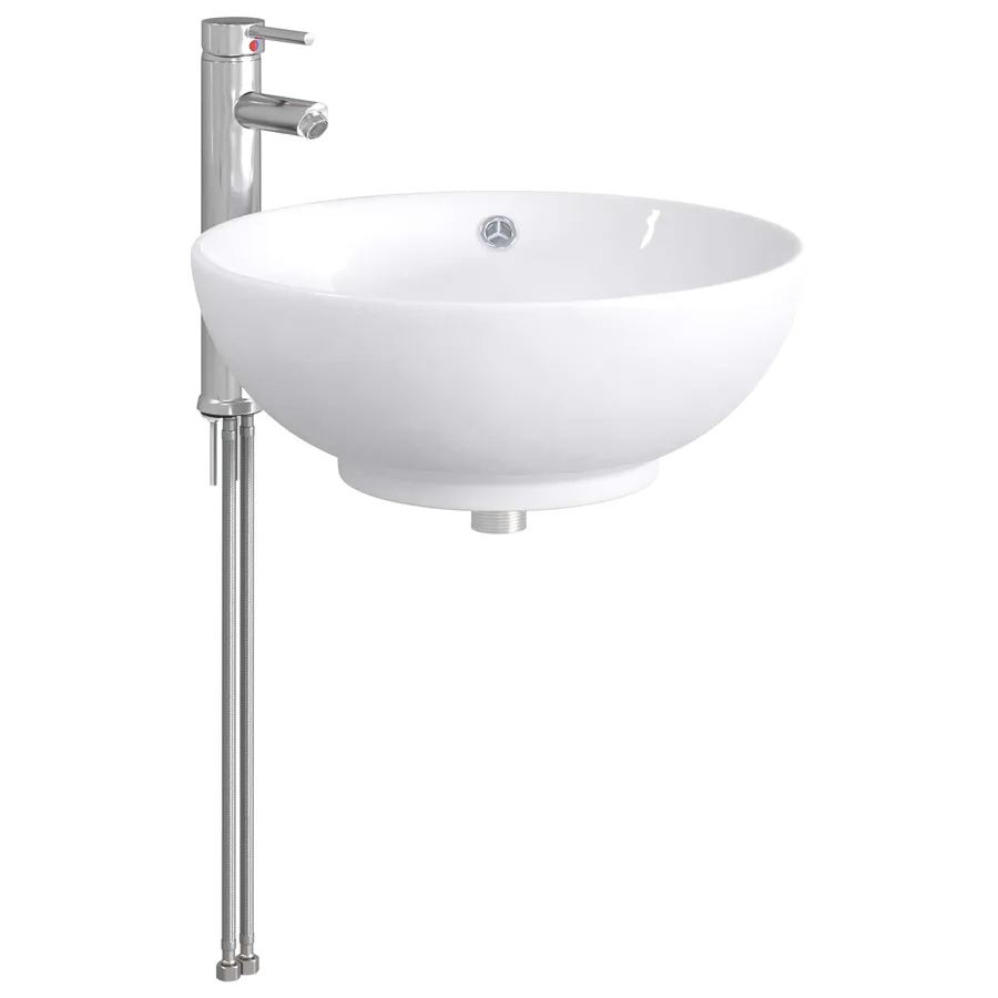 Lavabo de salle de bains Chrome 44 x 44 x 16 cm métal - 4