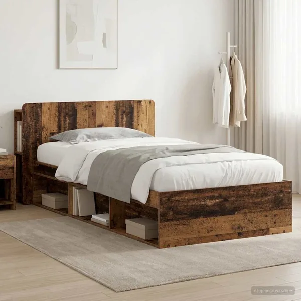 Cadre de lit avec rangement Bois ancien 75 x 190 cm