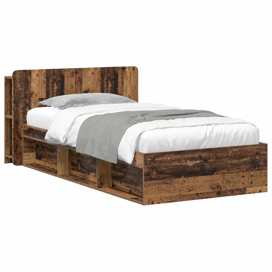 Cadre de lit avec rangement Bois ancien 75 x 190 cm - 2