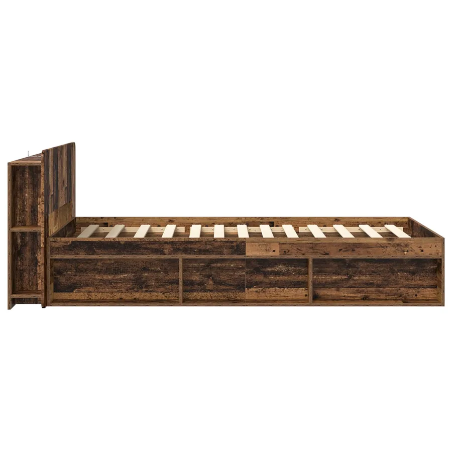 Cadre de lit avec rangement Bois ancien 75 x 190 cm - 4