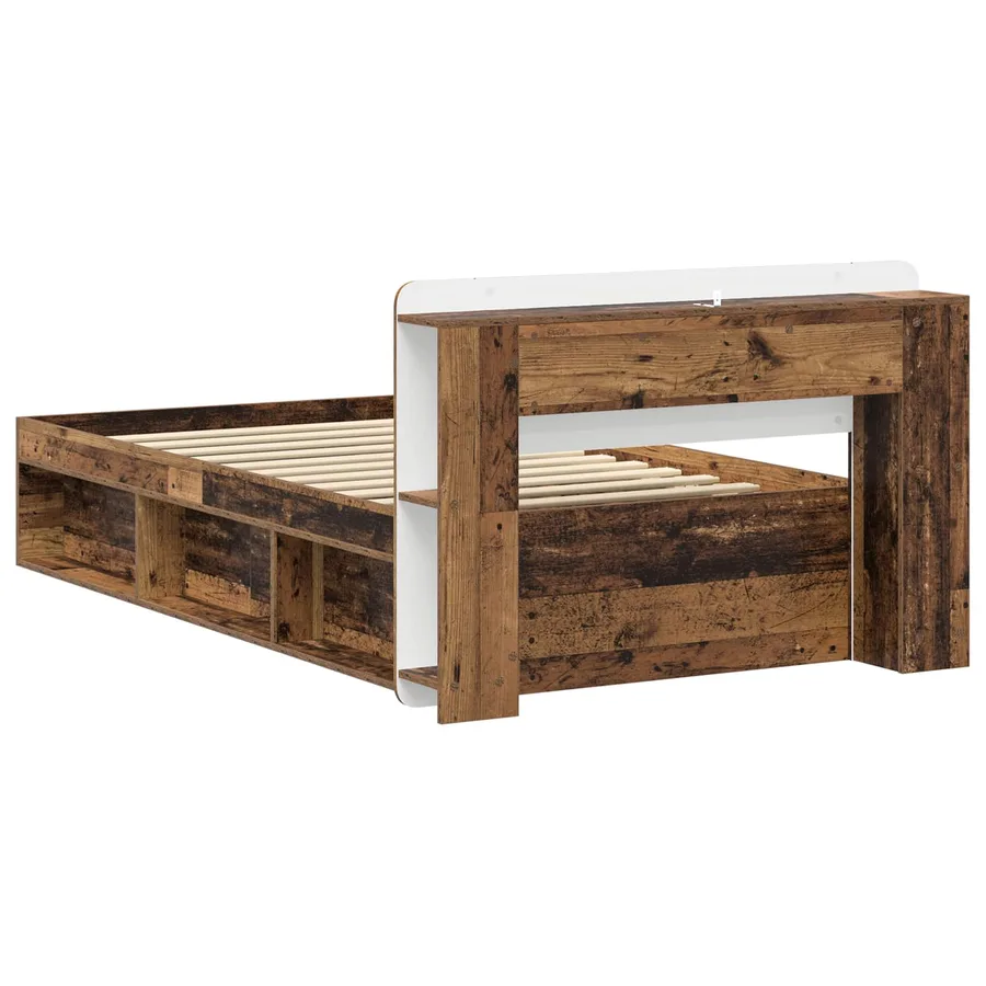 Cadre de lit avec rangement Bois ancien 75 x 190 cm - 5