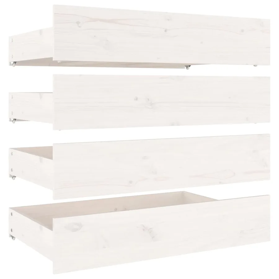 Tiroirs de lit 4 pcs Blanc Bois de pin massif - 2