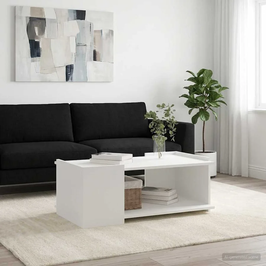 Table basse Blanc 90 x 50 x 33 cm Bois d'ingénierie