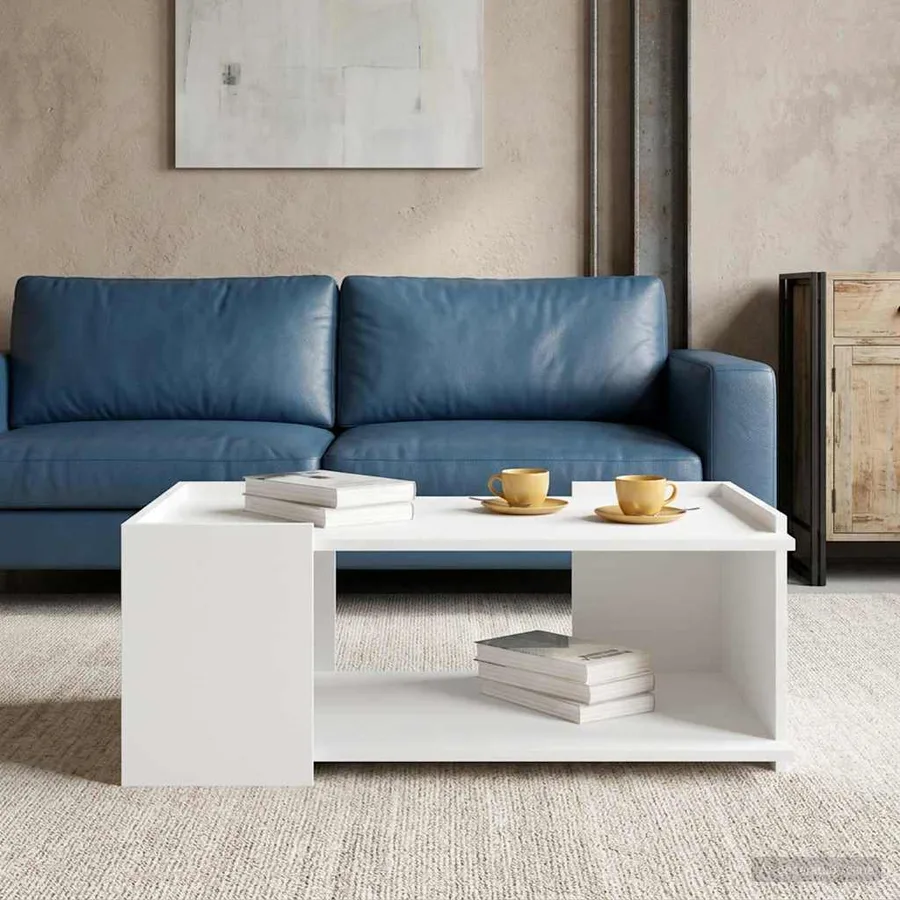 Table basse Blanc 90 x 50 x 33 cm Bois d'ingénierie - 4