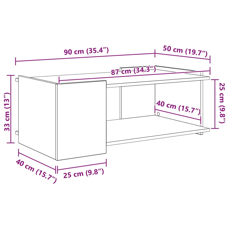 Table basse Blanc 90 x 50 x 33 cm Bois d'ingénierie - 8