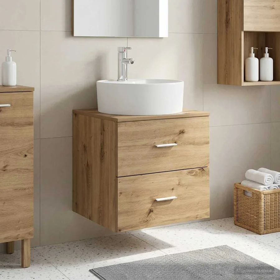 Vanité de lavabo mural Chêne artisanal 49,5 x 44,5 x 65 cm