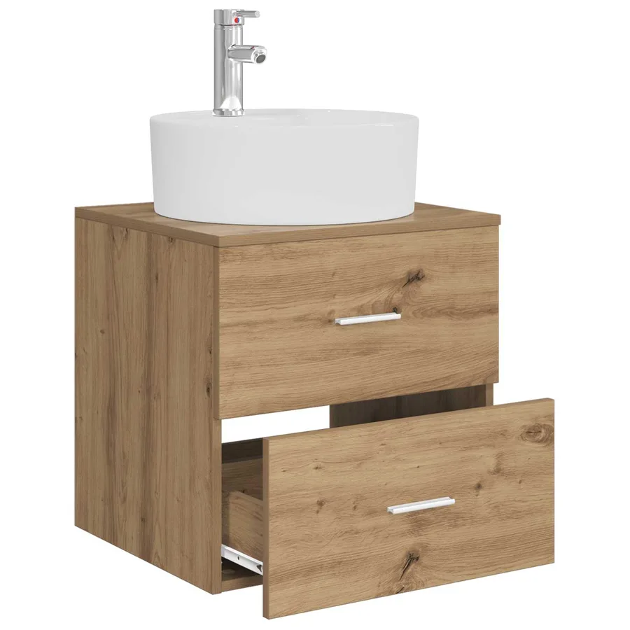 Vanité de lavabo mural Chêne artisanal 49,5 x 44,5 x 65 cm - 3