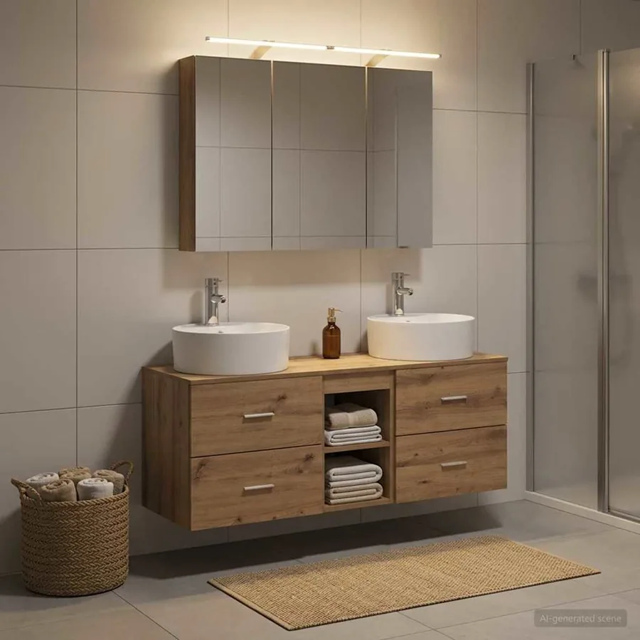Ensemble de mobilier de salle de bain 4 pc Chêne artisanal
