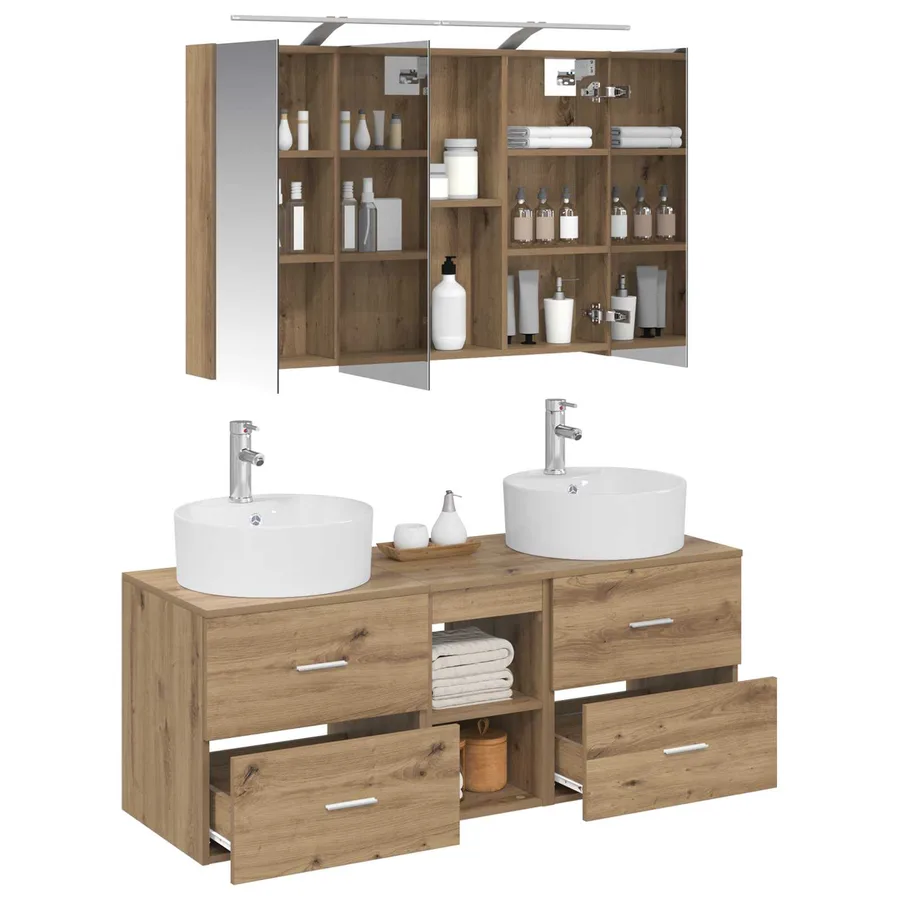 Ensemble de mobilier de salle de bain 4 pc Chêne artisanal - 3