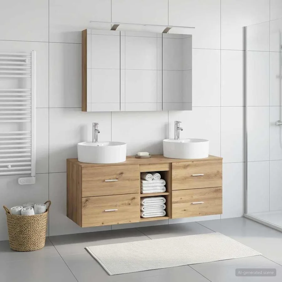 Ensemble de mobilier de salle de bain 4 pc Chêne artisanal - 4