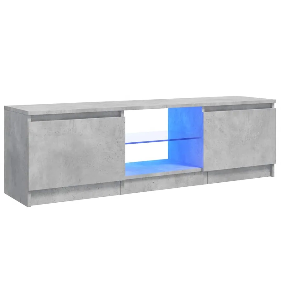 Meuble TV avec lumières LED gris béton 120x30x36 cm - 2