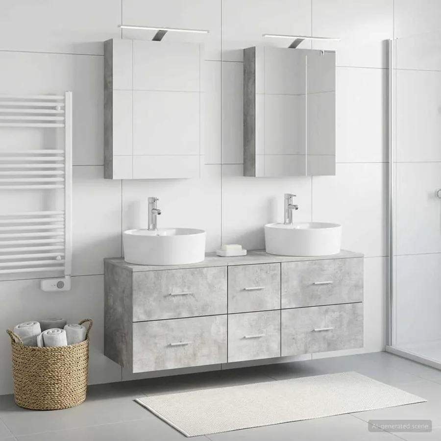 Ensemble de mobilier de salle de bain 5 pcs Gris béton
