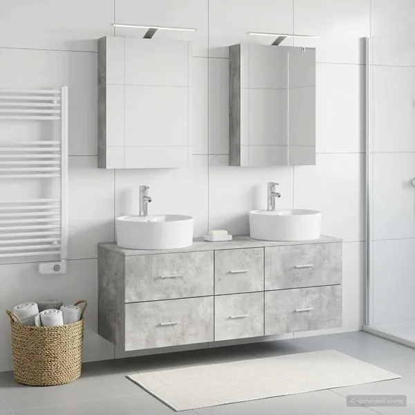 Ensemble de mobilier de salle de bain 5 pcs Gris béton