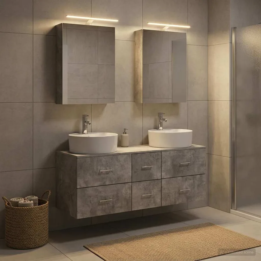 Ensemble de mobilier de salle de bain 5 pcs Gris béton - 4