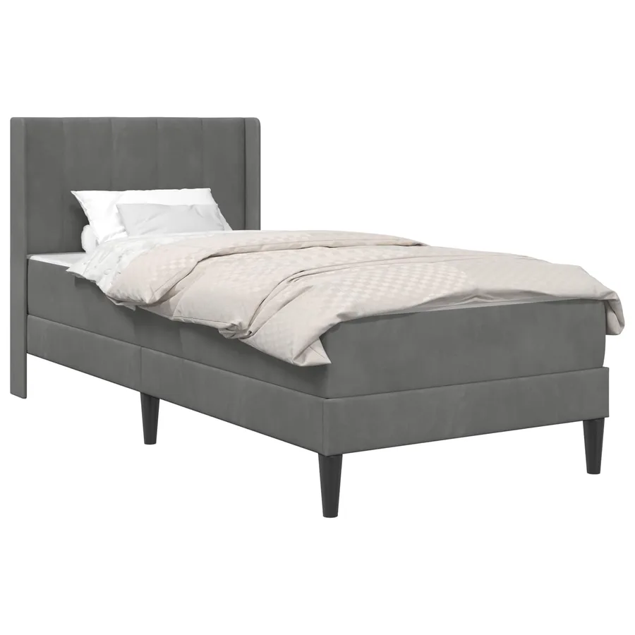 Cadre de lit avec matelas Gris foncé 90 x 190 cm Velours - 2
