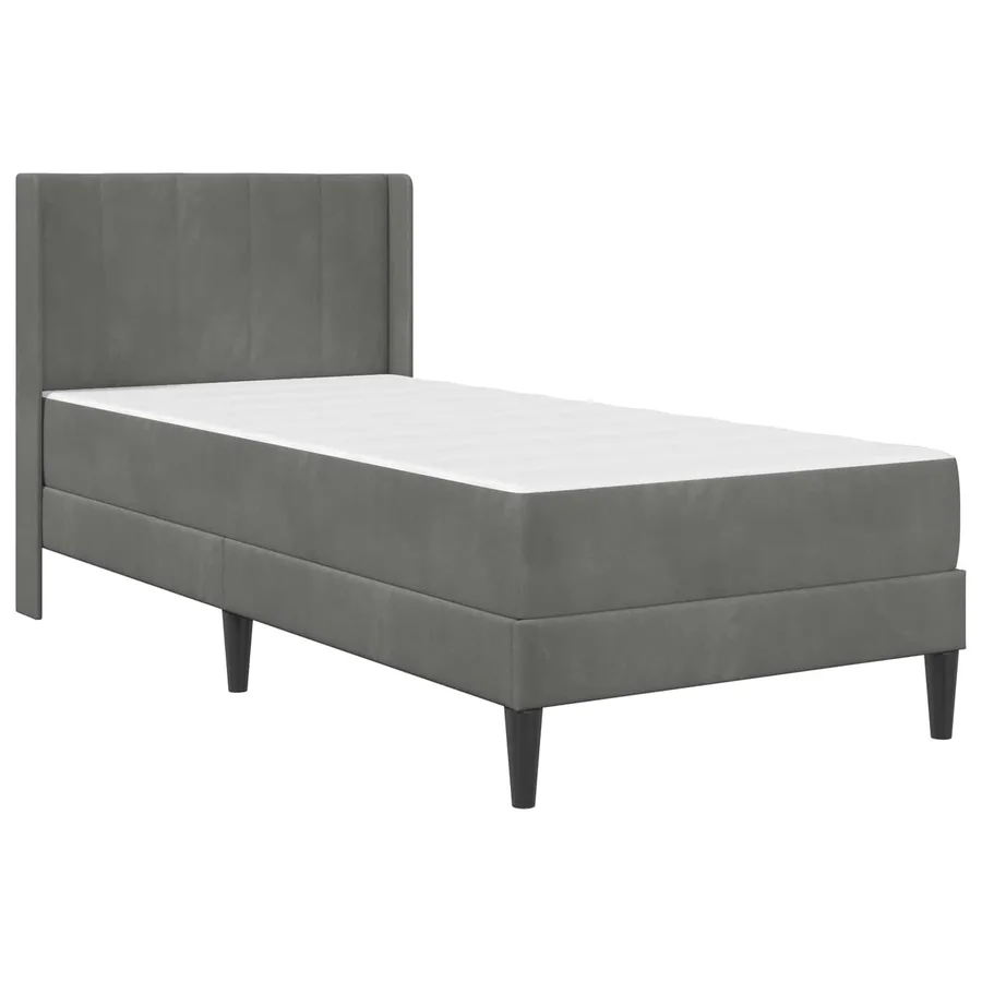 Cadre de lit avec matelas Gris foncé 90 x 190 cm Velours - 3