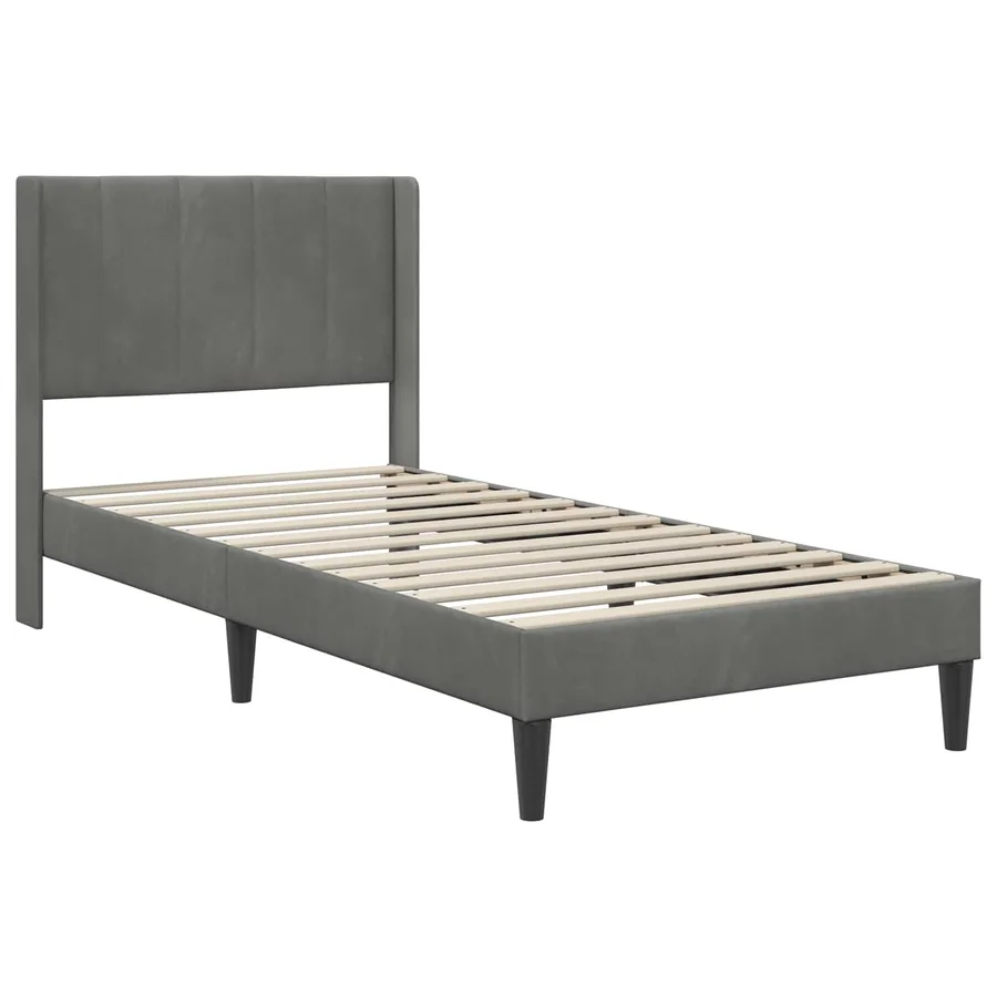 Cadre de lit avec matelas Gris foncé 90 x 190 cm Velours - 4