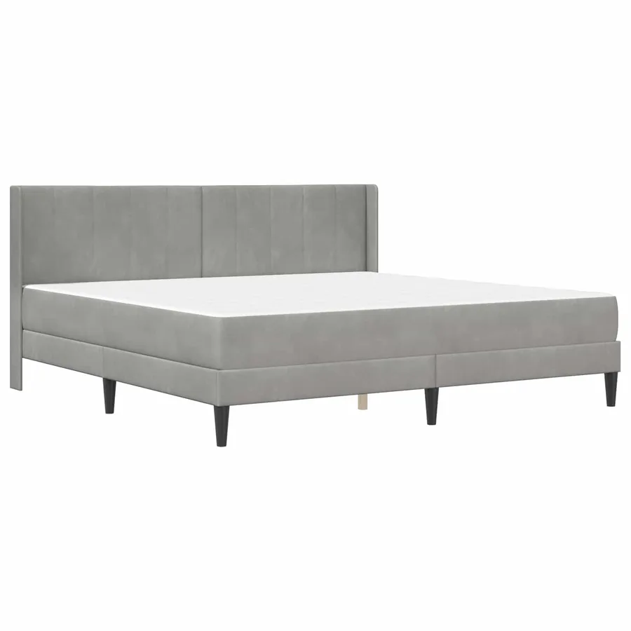 Cadre de lit avec matelas Gris clair 180 x 200 cm Velours - 3