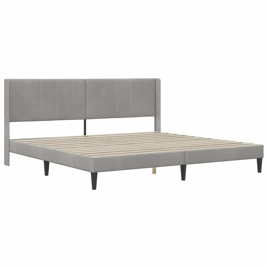 Cadre de lit avec matelas Gris clair 180 x 200 cm Velours - 4