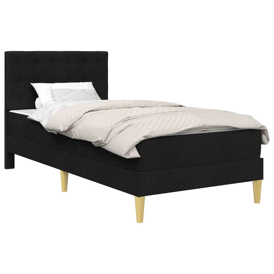 Cadre de lit avec matelas Noir 90 x 190 cm tissu - 2