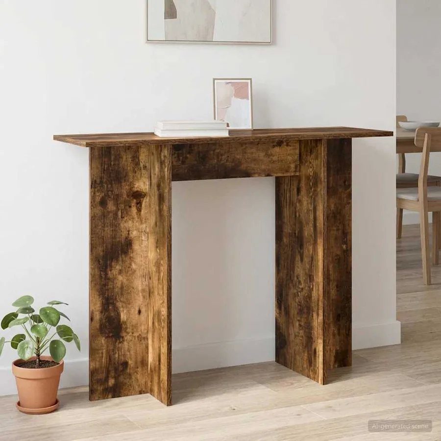 Table console Chêne Fumé 100 x 30 x 75 cm Bois d'ingénierie - 4