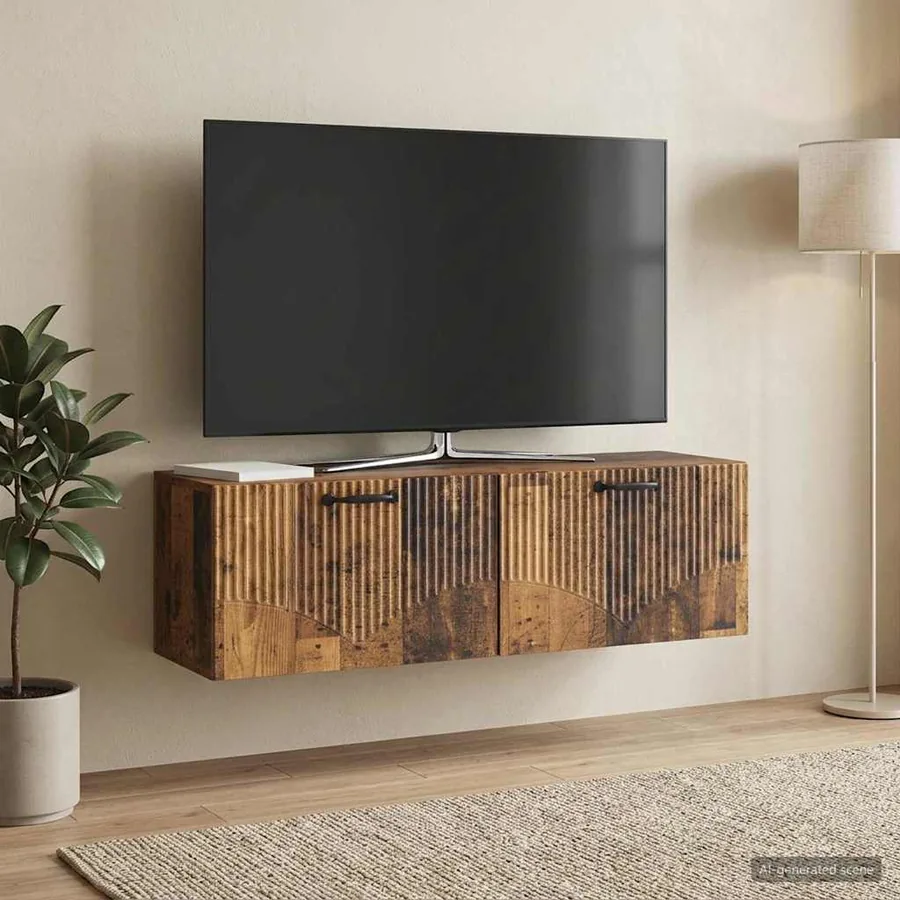 Meuble TV mural Bois ancien 98 x 31 x 30 cm Bois d'ingénierie