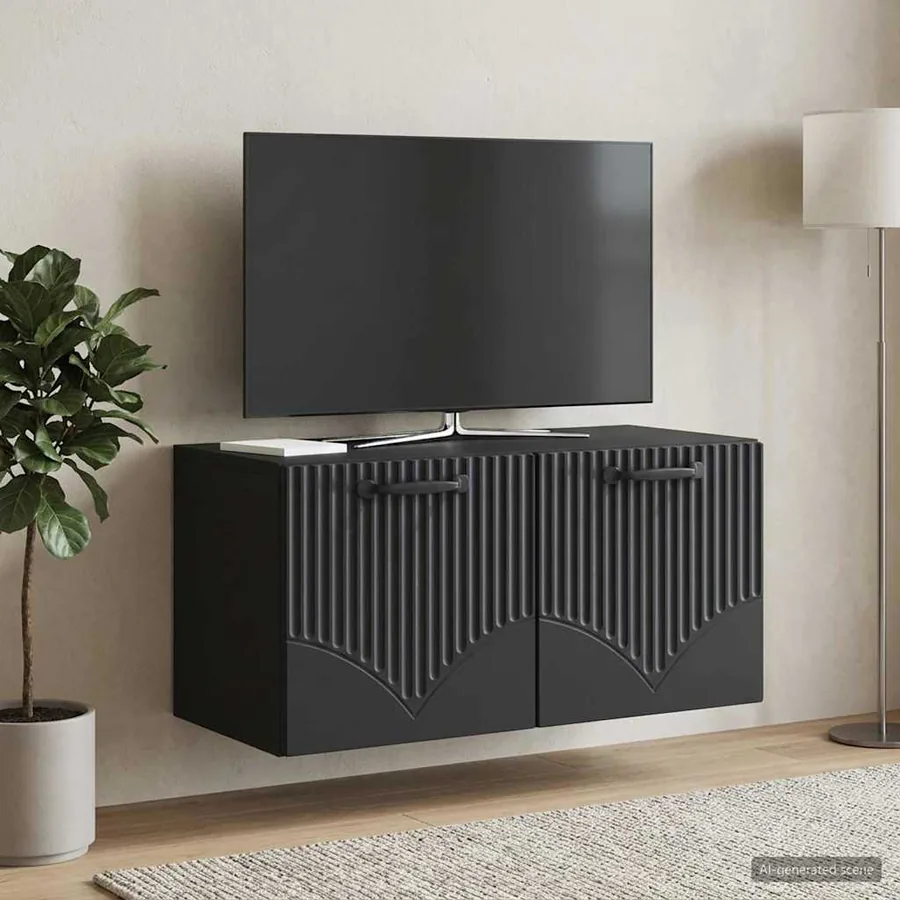 Meuble TV mural Noir 59,5 x 31 x 30 cm Bois d'ingénierie