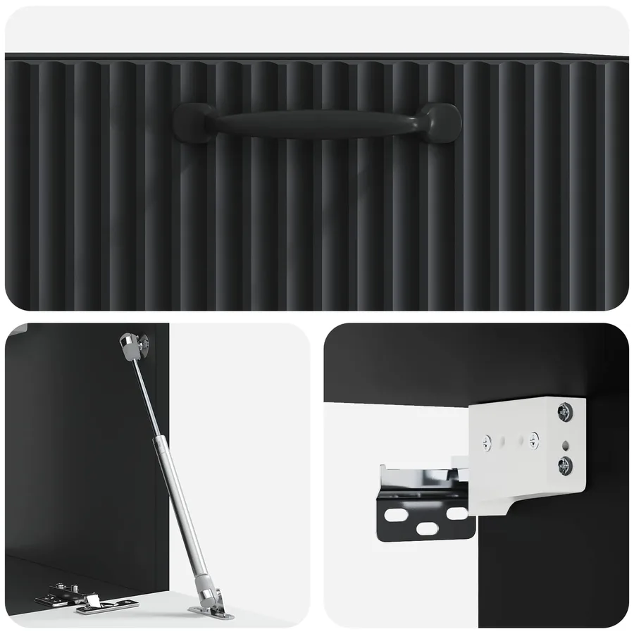 Meuble TV mural Noir 59,5 x 31 x 30 cm Bois d'ingénierie - 9