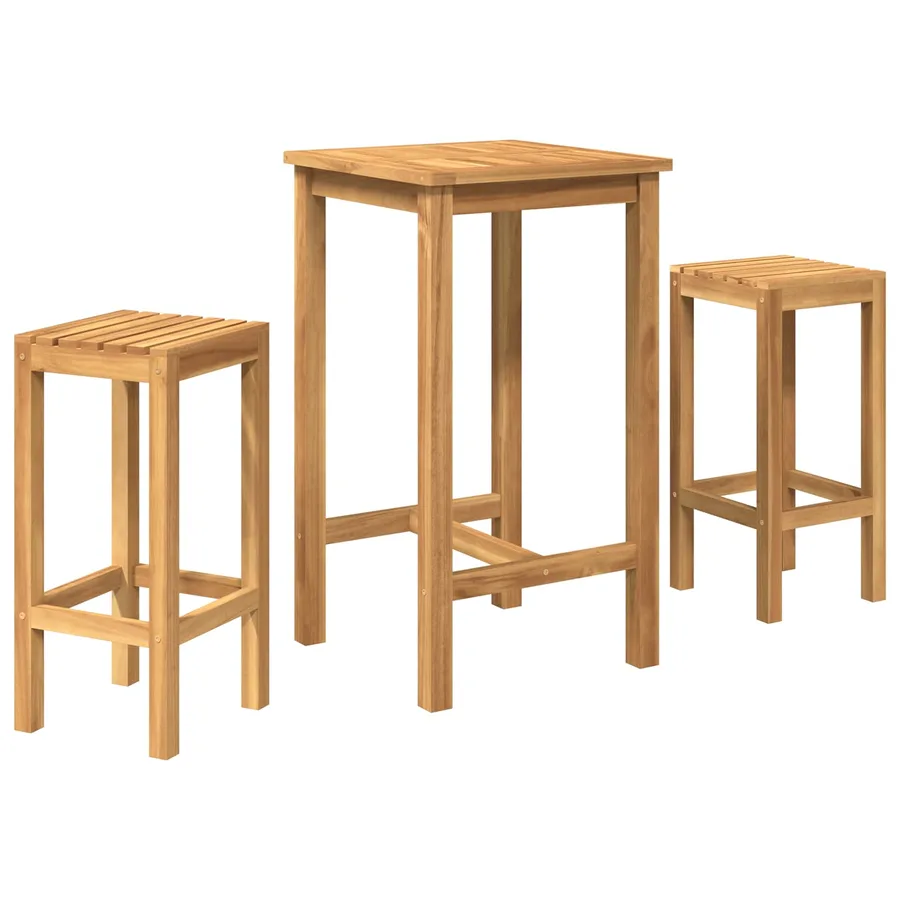 Ensemble de bar extérieur 3 pcs Non traité Bois de teck massif - 2