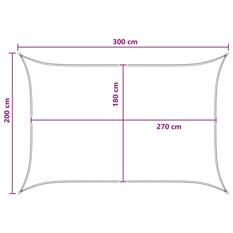 Voile d'ombre Anthracite et blanc 2 x 3 m HDPE - 8