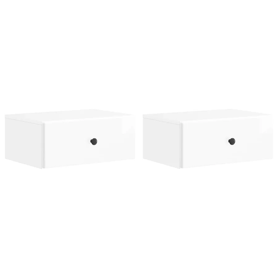 Cabinet de chevet mural 2 pcs Blanc brillant 49 x 34,5 x 20 cm - 2