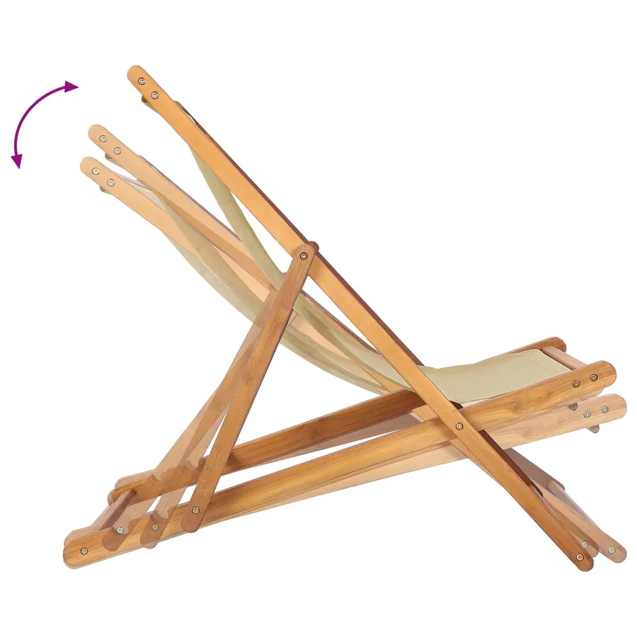 Chaise de plage Beige Bois de teck massif - 8