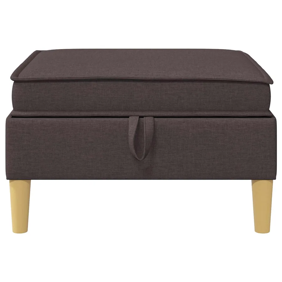 Pouf avec Rangement Marron foncé Tissu - 4