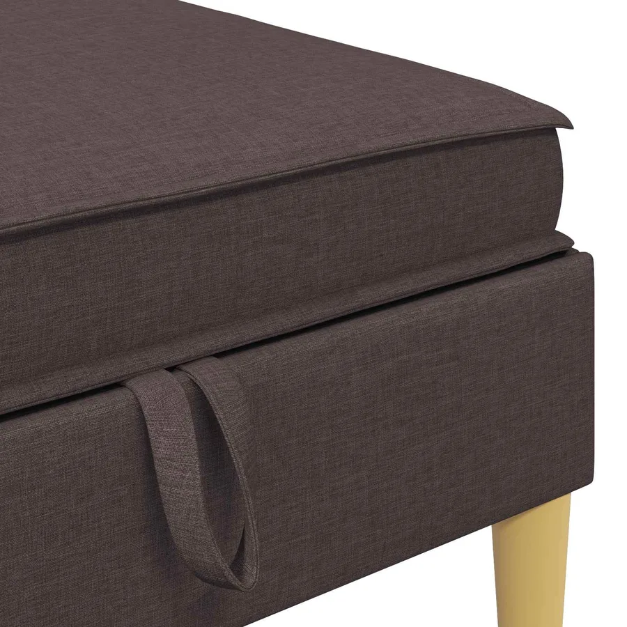 Pouf avec Rangement Marron foncé Tissu - 7
