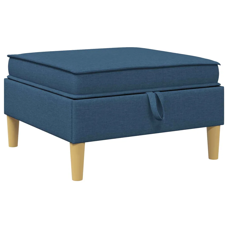 Pouf avec Rangement Bleu Tissu - 2