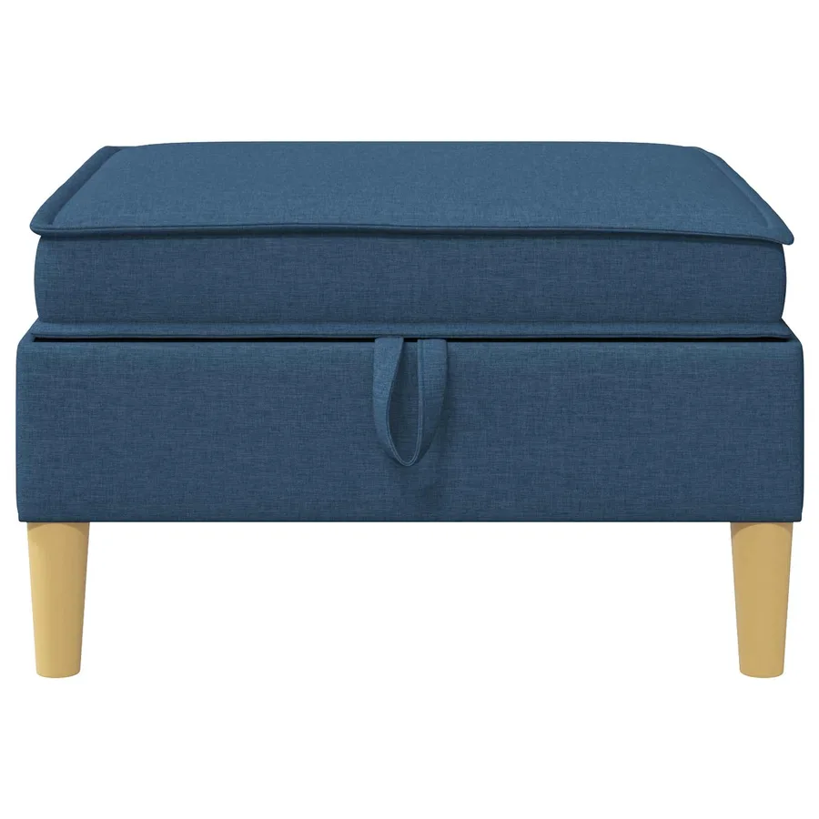 Pouf avec Rangement Bleu Tissu - 4