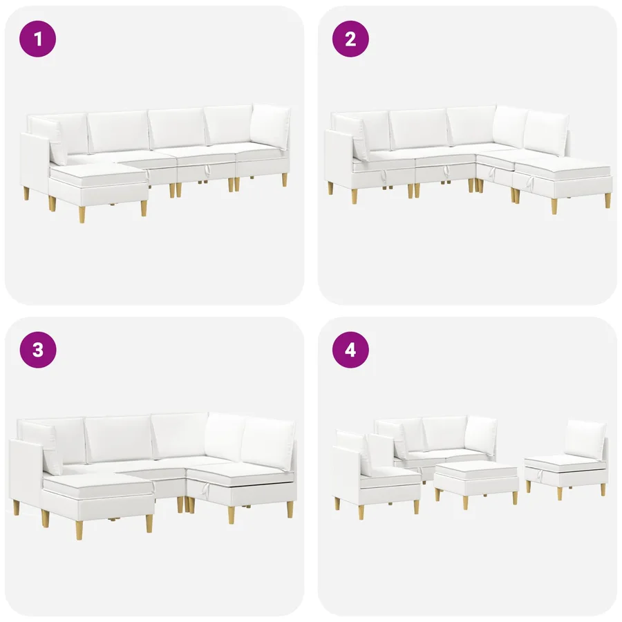 Canapé modulaire avec rangement 5 pcs Blanc Tissu - 9