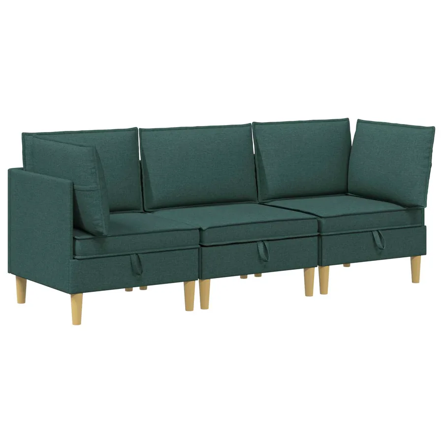 Canapé modulaire avec rangement 3 pcs Vert foncé Tissu - 2