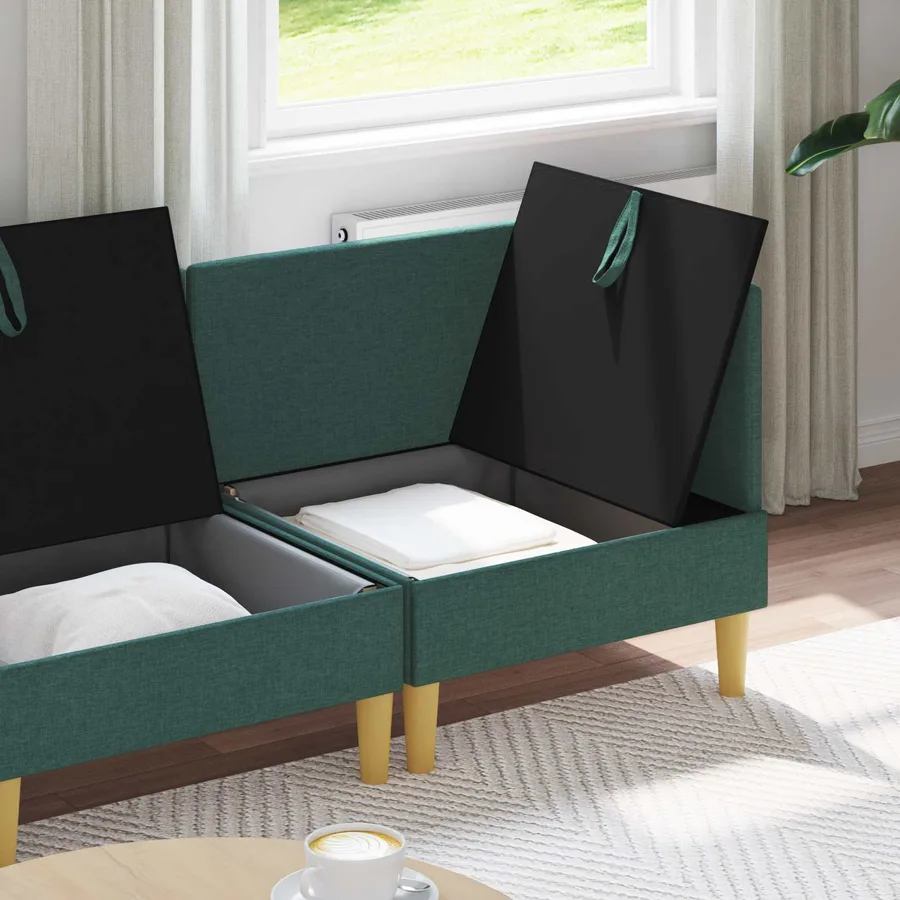 Canapé modulaire avec rangement 3 pcs Vert foncé Tissu - 3