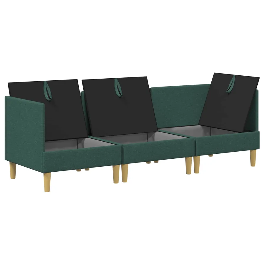 Canapé modulaire avec rangement 3 pcs Vert foncé Tissu - 4