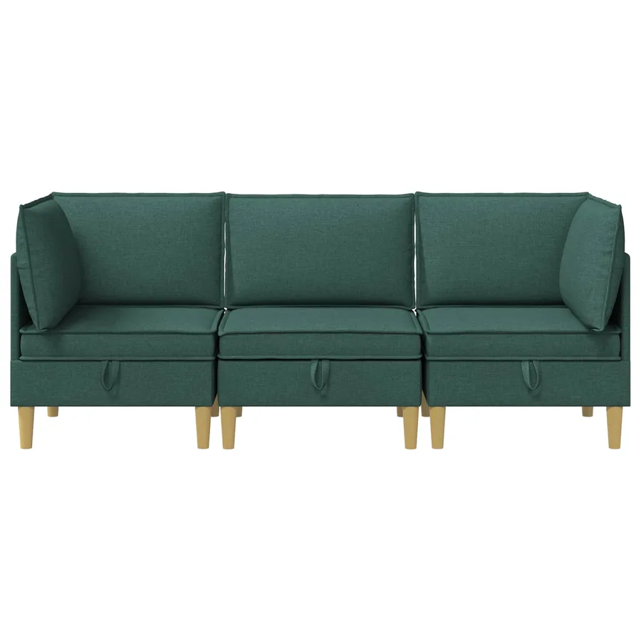 Canapé modulaire avec rangement 3 pcs Vert foncé Tissu - 7