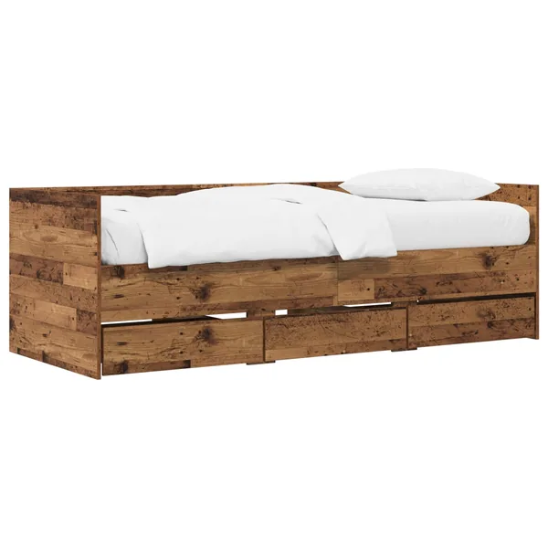 Lit d'appoint avec tiroir Bois ancien Bois d'ingénierie