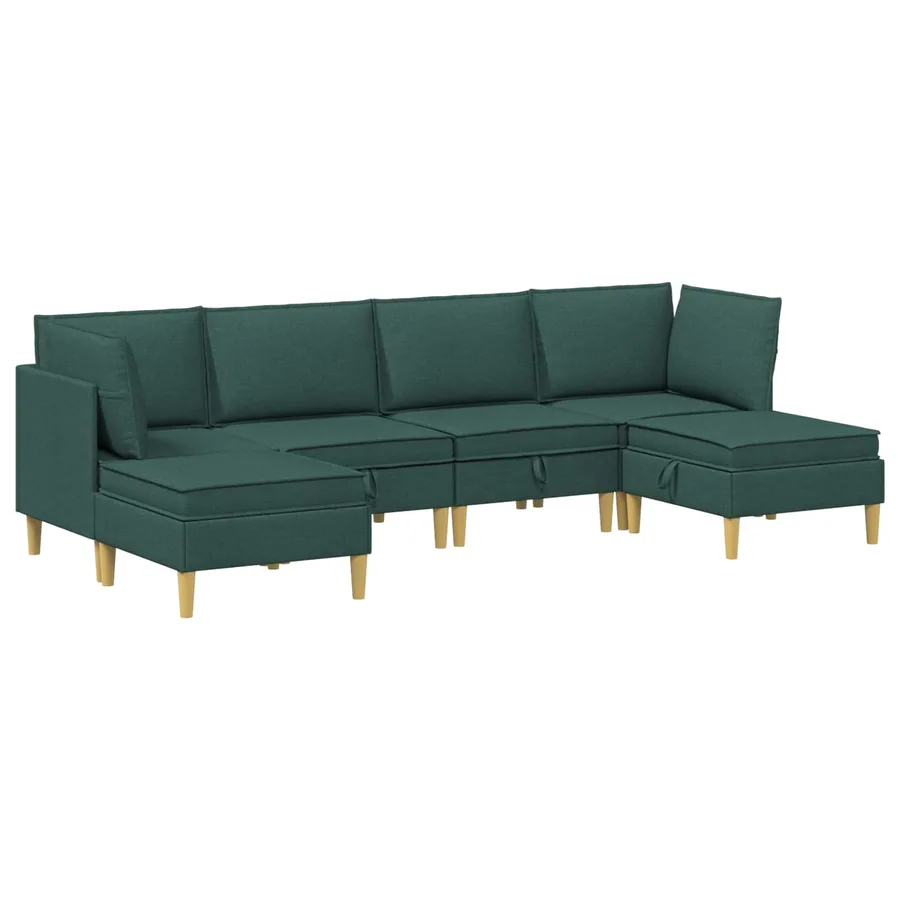 Canapé modulaire avec rangement 6 pcs Vert foncé Tissu - 2