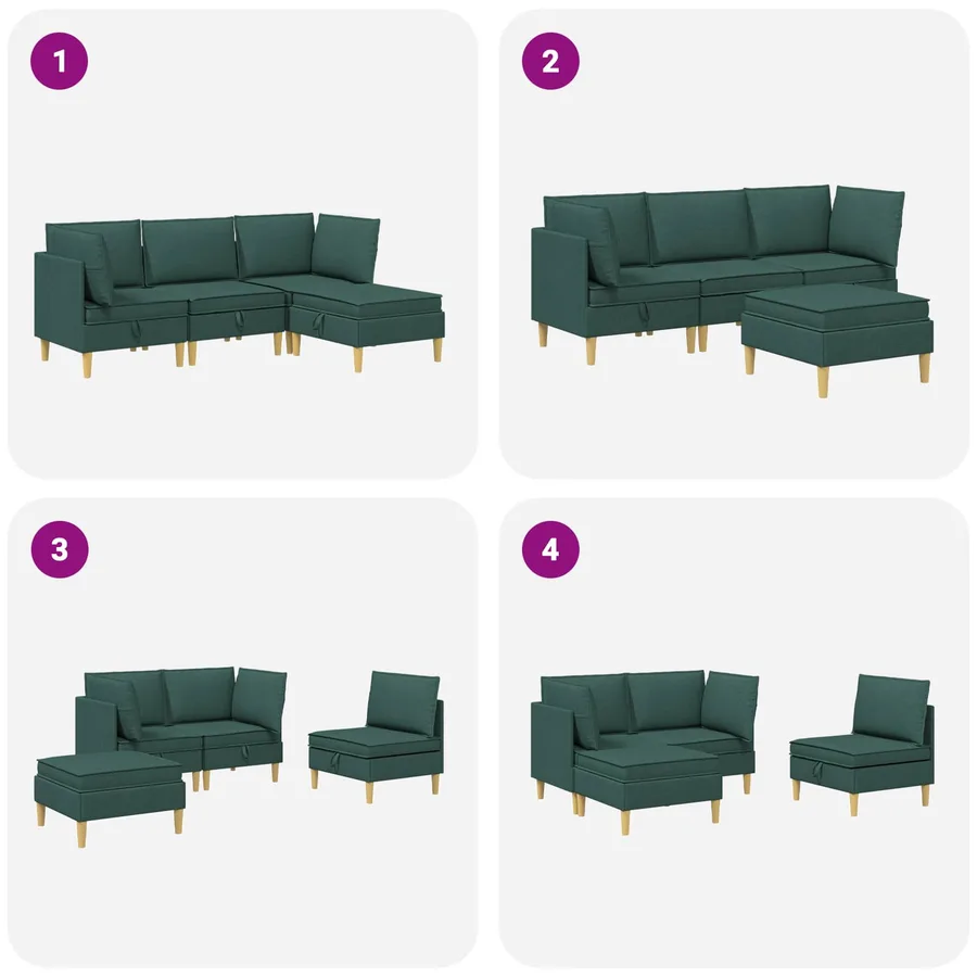 Canapé modulaire avec rangement 4 pcs Vert foncé Tissu - 11