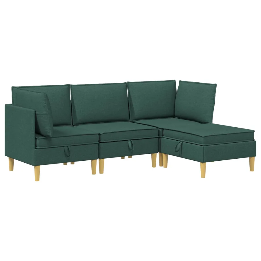 Canapé modulaire avec rangement 4 pcs Vert foncé Tissu - 2