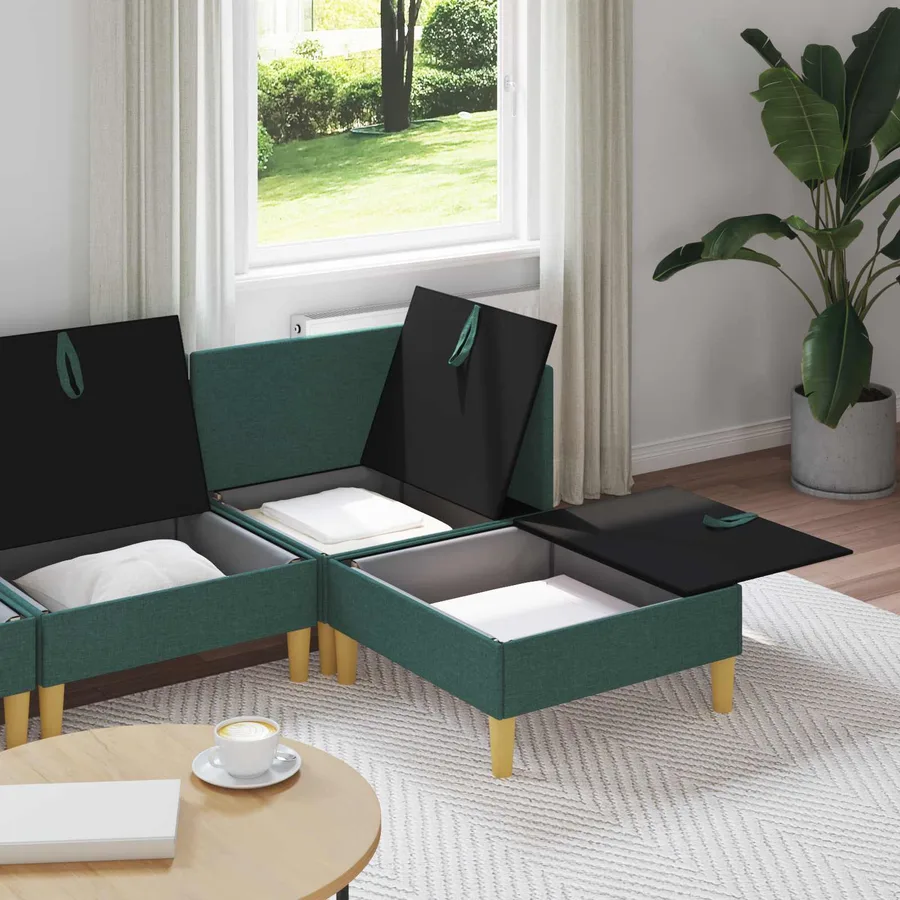 Canapé modulaire avec rangement 4 pcs Vert foncé Tissu - 3