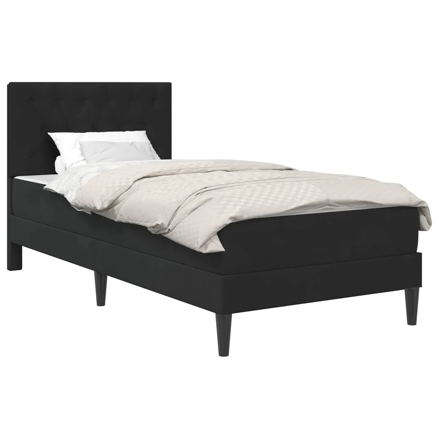 Cadre de lit avec matelas Noir 90 x 190 cm Velours - 2